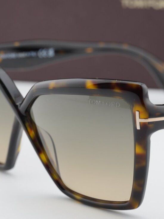 Tom Ford Fiore FT1195 52B Cat Eye Sunglasses – Dark Havana/Smoke Gradient main image 8